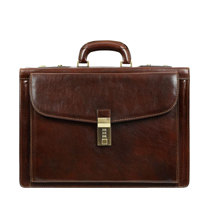Waterproof briefcases for outdoor professionalsLeather Code-lock Briefcase - The Watchmen
