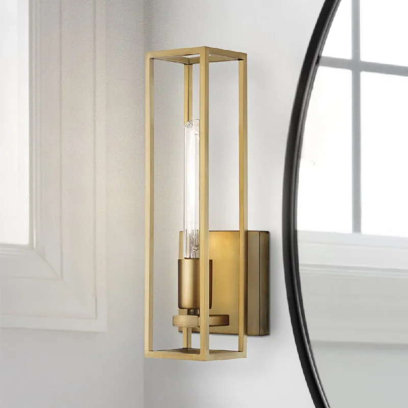 Industrial Ceiling - Mounted Lighting for Assembly PlantsUQL4881 Mid Century Modern Indoor Wall Sconce, 13.75''H x 4.75''W x 4.00''D, Weathered Brass Finish, Langley Collection