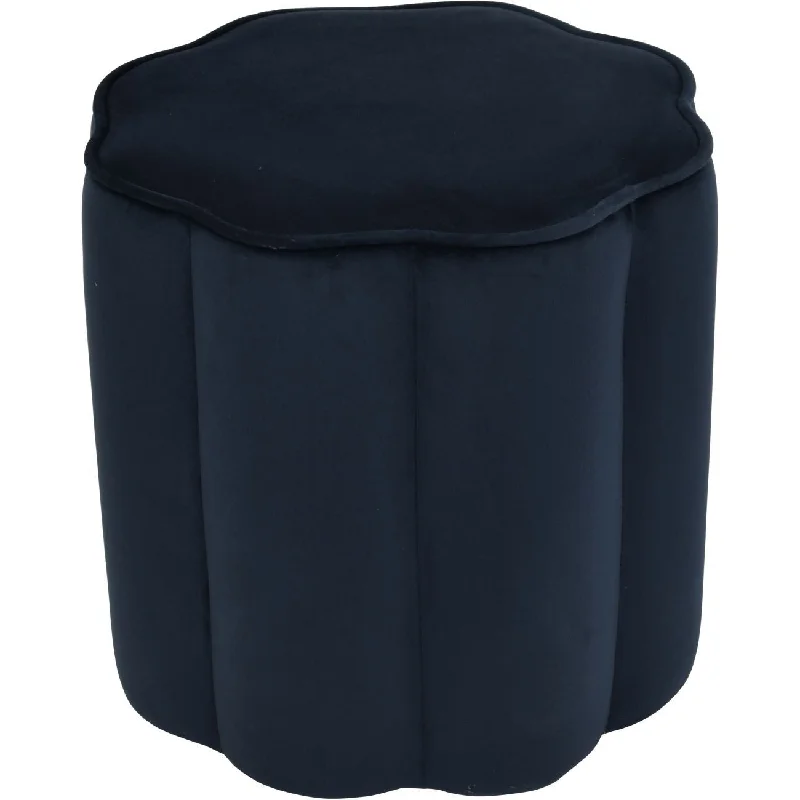 Scallop Footstool in Royal Blue/Smokey Taupe Velvet