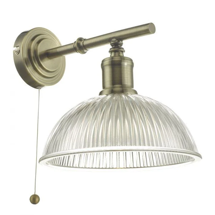 coastal style wall lamps with nautical elements for beachfront homesAntique Brass & Glass Wall Light - ID 8616