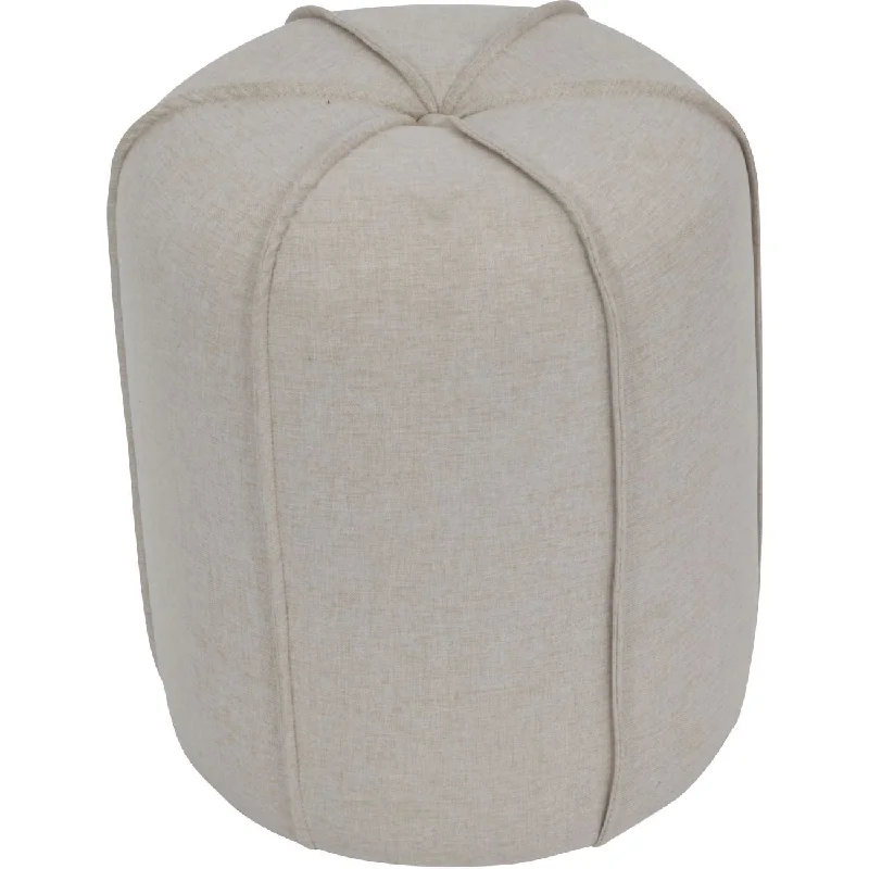 Seamed Button Stool in Oatmeal/Smoke Grey Fabric