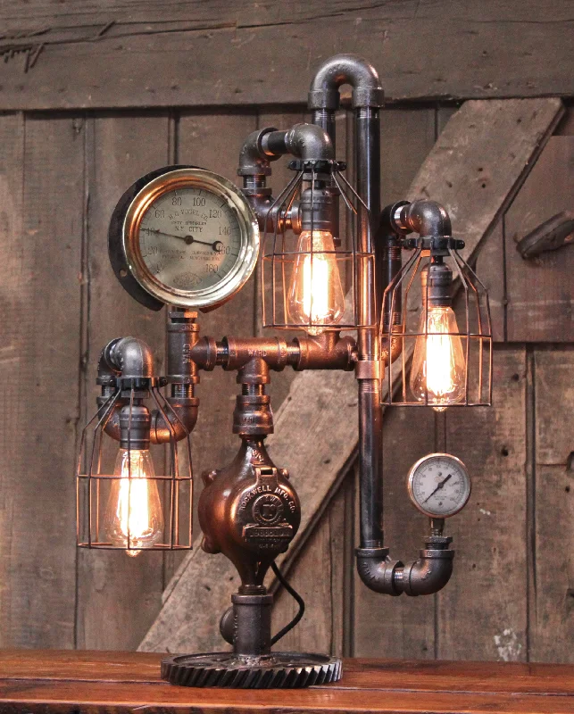 Industrial Lighting for Electronics ManufacturingSteampunk Industrial / Steam Gauge Lamp / Boiler Gauge / Lamp #4528