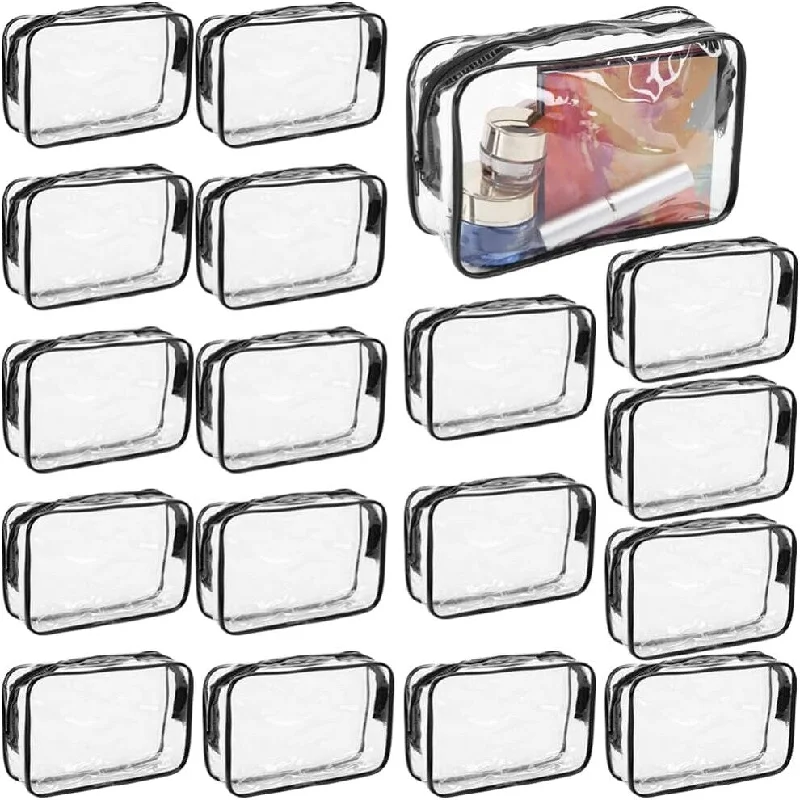 18pcs Clear Makeup Bags,Waterproof Storage Bag with Zipper Transparent Travel Makeup Cosmetic Bag