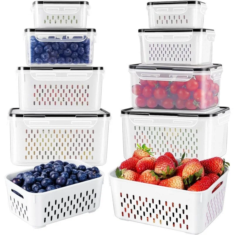 Fruit Cooler with Removable Strainer for Refrigerator, Sealed Food Container - Clear-8 Fruit Cooler with Removable Strainer for Refrigerator, Sealed Food Container - Clear-8