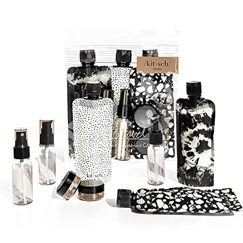 Kitsch Ultimate Travel Bottles Set, Travel Containers, Carry on, TSA approved - 11pcs (Black & Ivory) Kitsch Ultimate Travel Bottles Set, Travel Containers, Carry on, TSA approved - 11pcs (Black & Ivory)