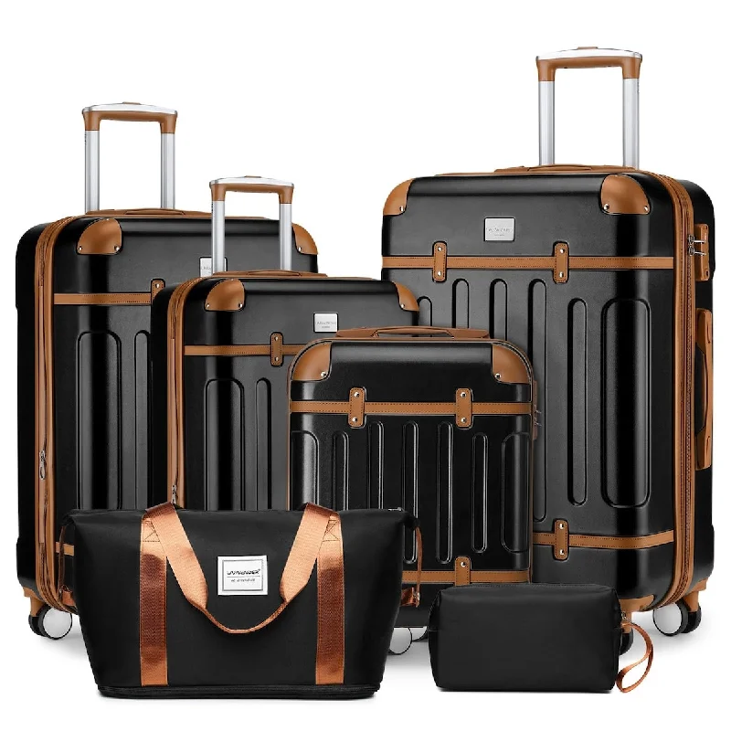 Luggage Sets 6 Piece, Expandable Luggage Hardshell Suitcase Sets with Spinner Wheels TSA Locks, Vintage Travel Luggage Set