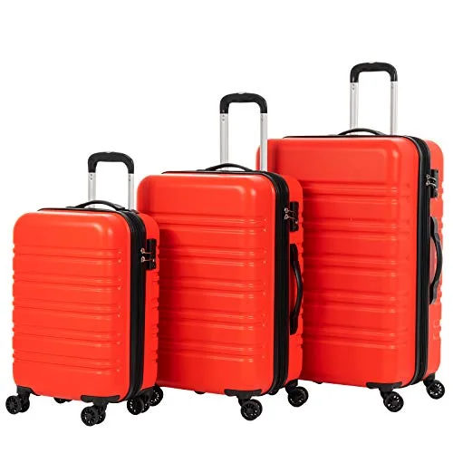 Murtisol 3 Pieces Expandable ABS Luggage Sets TSA Lightweight Durable Spinner Suitcase 20" 24" 28", 3PCS Orange Murtisol 3 Pieces Expandable ABS Luggage Sets TSA Lightweight Durable Spinner Suitcase 20" 24" 28", 3PCS Orange