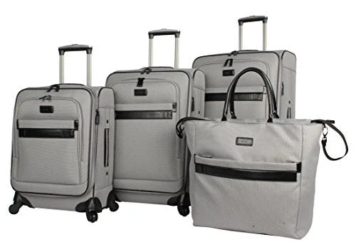 Nicole Miller New York Coralie Collection 4-Piece Luggage Set: 28", 24", 20" Expandable Spinners and Tote Bag (Gray, One Size) Nicole Miller New York Coralie Collection 4-Piece Luggage Set: 28", 24", 20" Expandable Spinners and Tote Bag (Gray, One Size)