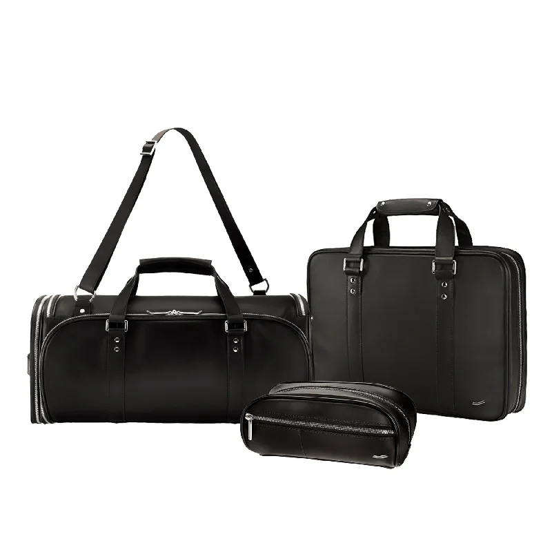 3-Piece Travel Set Leather Travel Bag, Leather Breifcase & Dopp Kit