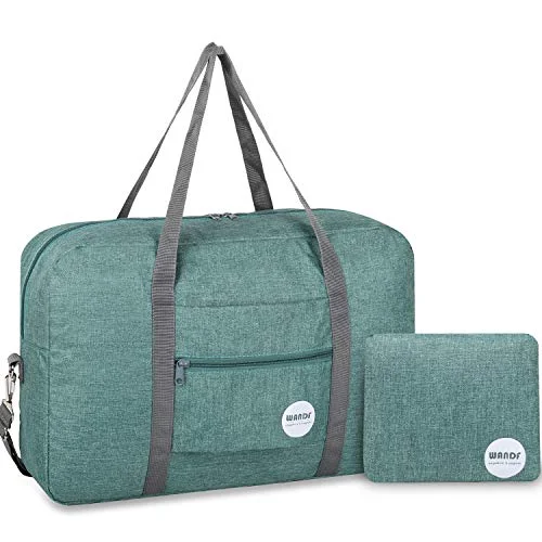 Wandf Foldable Travel Duffel Bag Luggage Sports Gym Water Resistant Nylon (E-Denim Green with Strap) Wandf Foldable Travel Duffel Bag Luggage Sports Gym Water Resistant Nylon (E-Denim Green with Strap)