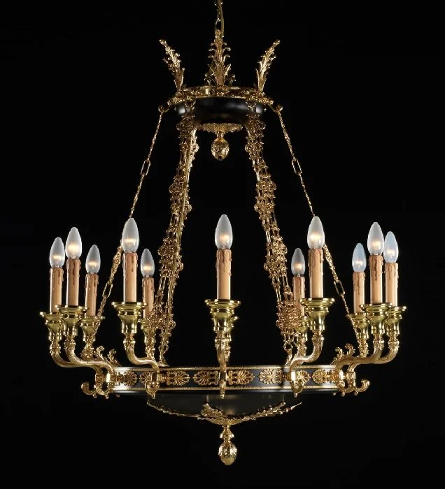 Mid - Century Modern Chandeliers for Vintage Appeal12 Light French Gold Regency Chandelier