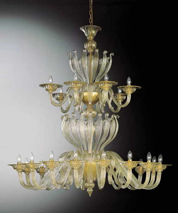 Traditional Brass Chandeliers for Classic Interiors24 Light Gold Crystal Murano Chandelier
