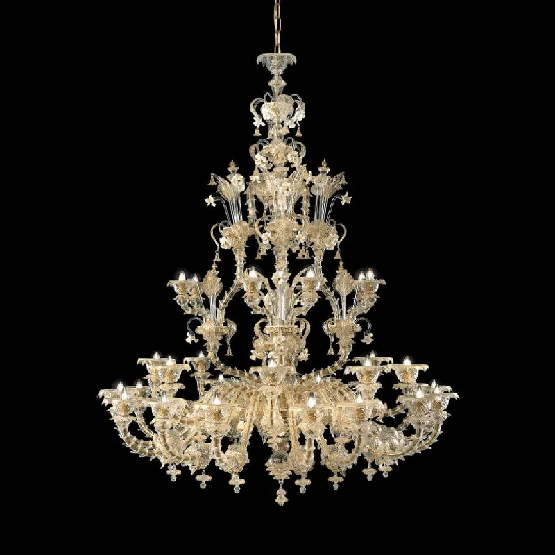 Ceiling - Mounted Chandeliers for Standard Ceilings32 Light Rezzonico Style Crystal and Gold Murano Glass Chandelier Ceiling - Mounted Chandeliers for Standard Ceilings32 Light Rezzonico Style Crystal and Gold Murano Glass Chandelier
