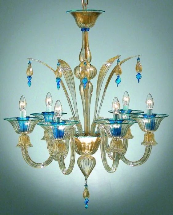 Chandeliers with Colored Glass for a Splash of ColorAquamarine And Gold Murano Glass Chandelier Chandeliers with Colored Glass for a Splash of ColorAquamarine And Gold Murano Glass Chandelier