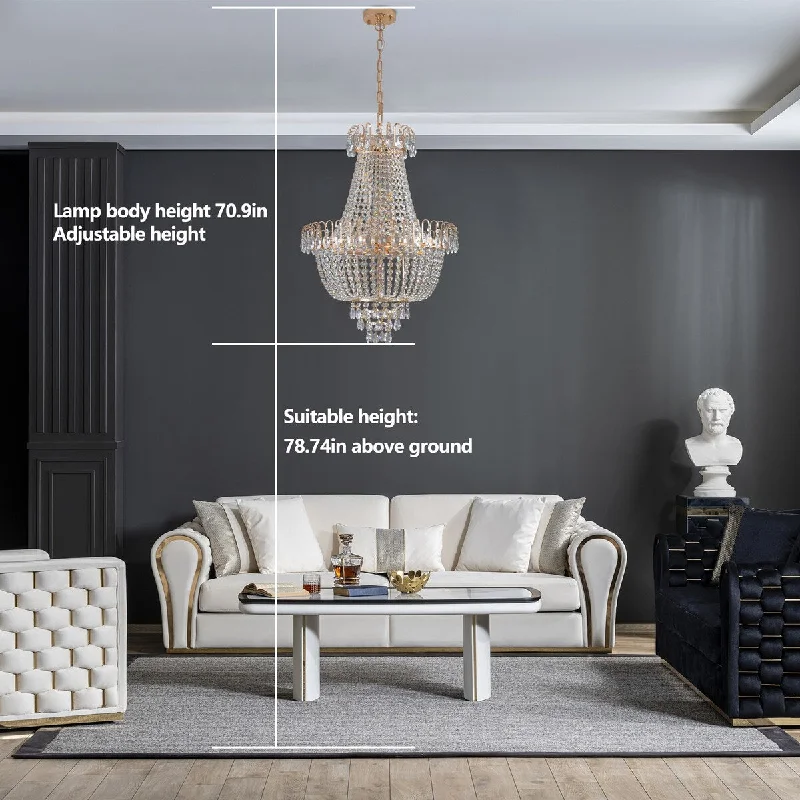 Chandeliers with Multiple Lights for Maximum IlluminationGold Crystal Chandeliers,Large Contemporary Luxury Ceiling Lighting