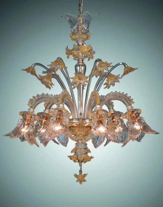 Oversized Chandeliers as a Statement Piece in Living RoomsSix Light Murano Glass Floral Chandelier
