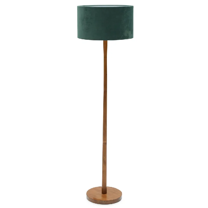 Marble Base Floor Lamp for a Touch of LuxuryWood Floor Lamp with Green Velvet Shade