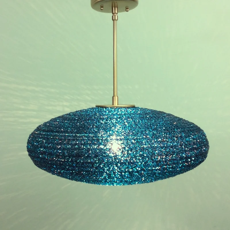 Art Deco Ceiling Lights with Geometric Patterns and Metallic Finishes18" Spun Acrylic Ellipse Pendant