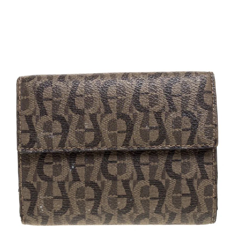 Lightweight money clips for travelAigner Brown Signature Coated Canvas French Wallet