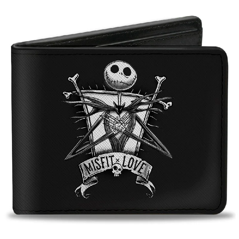 Lightweight money clips for travelBi-Fold Wallet - A Nightmare Before Christmas MISFIT LOVE Jack and Sally Poses Black Grays Lightweight money clips for travelBi-Fold Wallet - A Nightmare Before Christmas MISFIT LOVE Jack and Sally Poses Black Grays