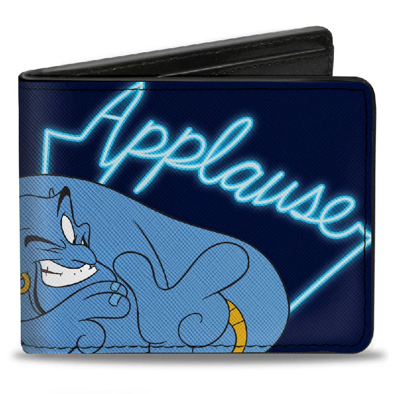 Eco-friendly money clips made from sustainable materialsBi-Fold Wallet - Aladdin Genie APPLAUSE Pose Black Neon Blue Eco-friendly money clips made from sustainable materialsBi-Fold Wallet - Aladdin Genie APPLAUSE Pose Black Neon Blue