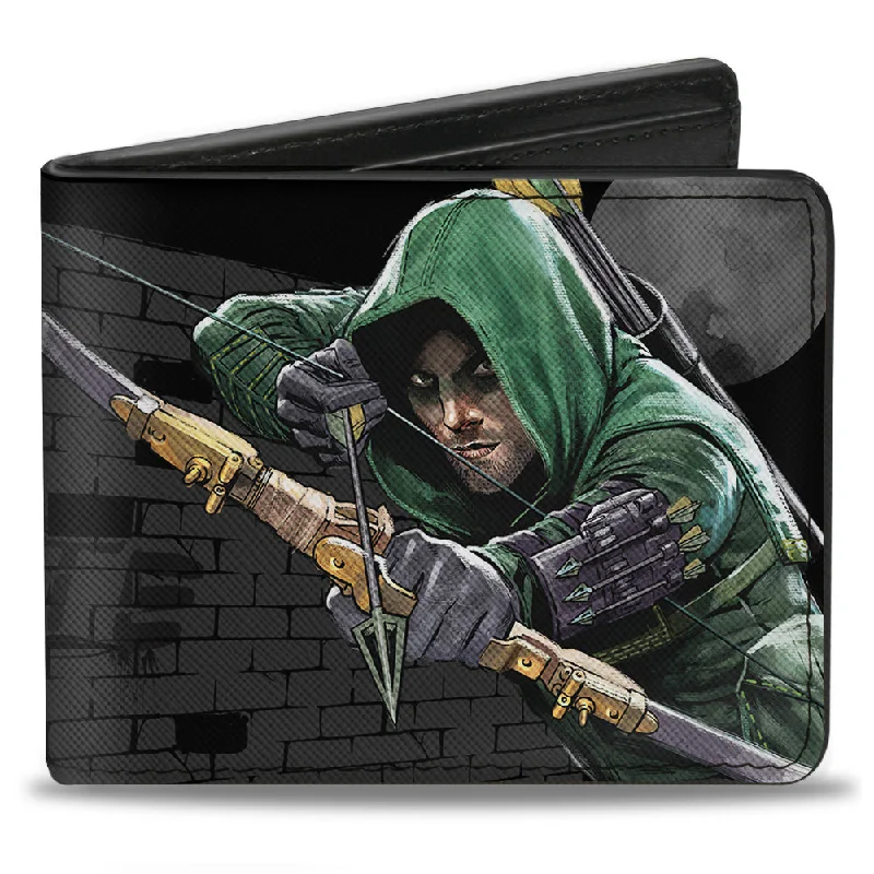 Stainless steel money clips for durabilityBi-Fold Wallet - Arrow Aiming Pose + VIGILANTE Bricks Black Grays Stainless steel money clips for durabilityBi-Fold Wallet - Arrow Aiming Pose + VIGILANTE Bricks Black Grays