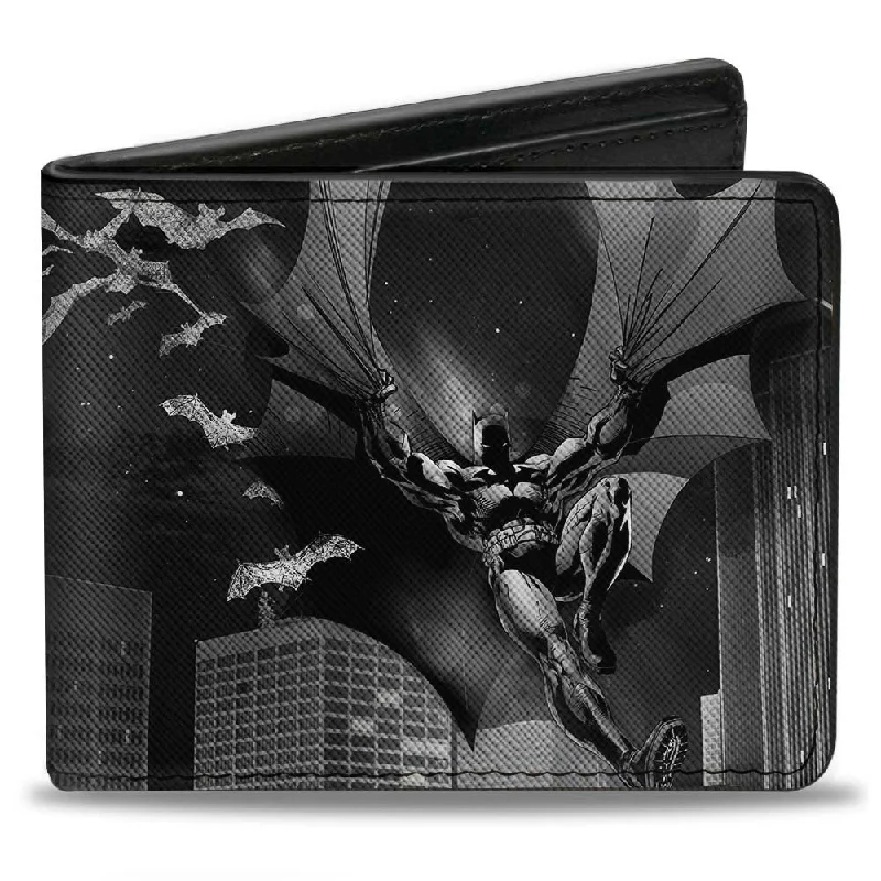 Slim money clips for minimalist walletsBi-Fold Wallet - Batman Beauty of Flight Action Pose Bats Skyline Black Grays Slim money clips for minimalist walletsBi-Fold Wallet - Batman Beauty of Flight Action Pose Bats Skyline Black Grays