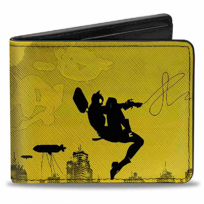 Money clips with magnetic closureBi-Fold Wallet - Batman Catwoman Skyline Chase Silhouettes Yellows Black Money clips with magnetic closureBi-Fold Wallet - Batman Catwoman Skyline Chase Silhouettes Yellows Black
