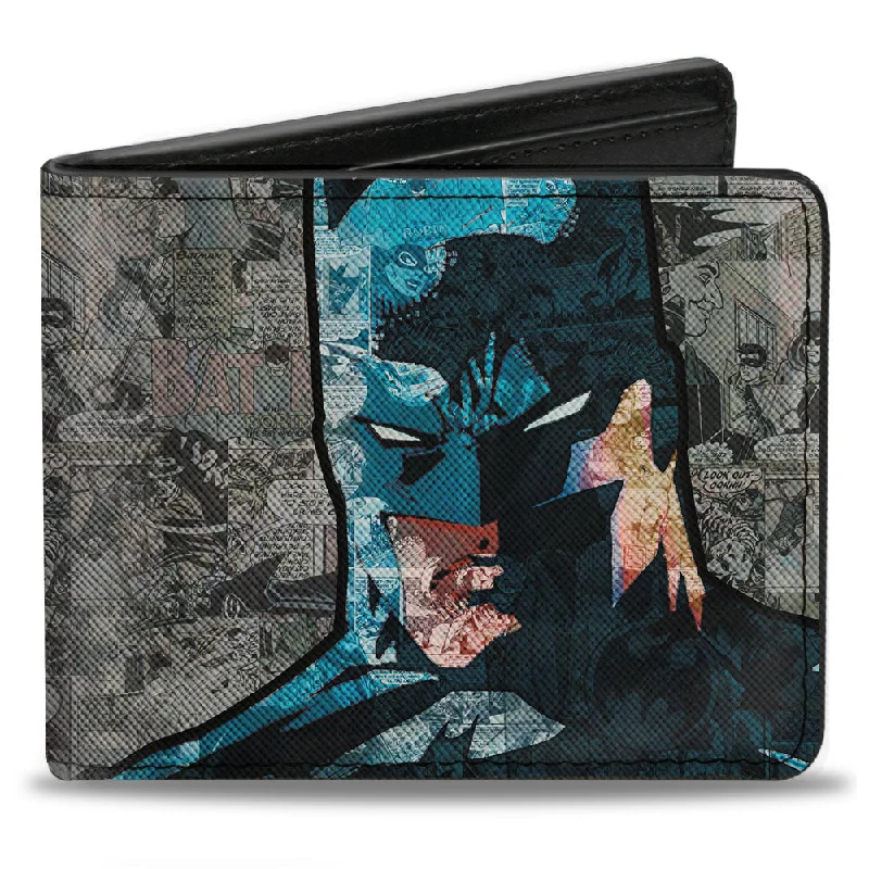 Personalized engraved money clips for menBi-Fold Wallet - Batman Face Comic Scenes