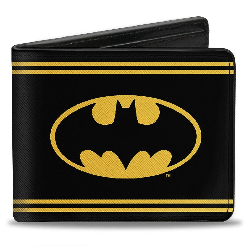 Personalized engraved money clips for menBi-Fold Wallet - Batman Shield Double-Stripe Black Yellow Personalized engraved money clips for menBi-Fold Wallet - Batman Shield Double-Stripe Black Yellow