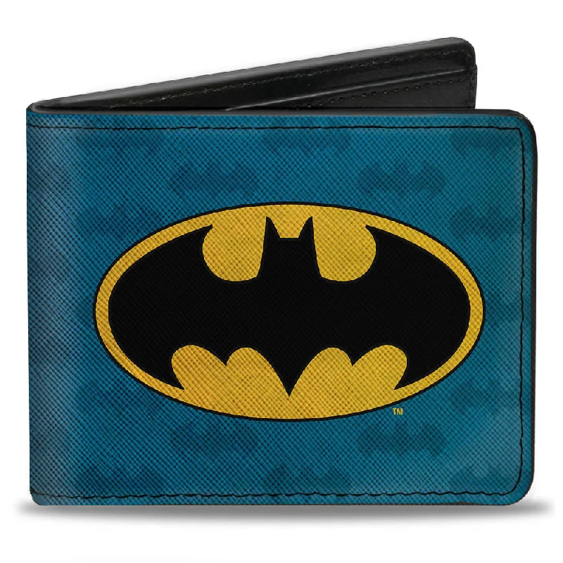 Money clips for holding large amounts of cashBi-Fold Wallet - Batman Signal Bat Monogram Distressed Blues Black Yellow Money clips for holding large amounts of cashBi-Fold Wallet - Batman Signal Bat Monogram Distressed Blues Black Yellow