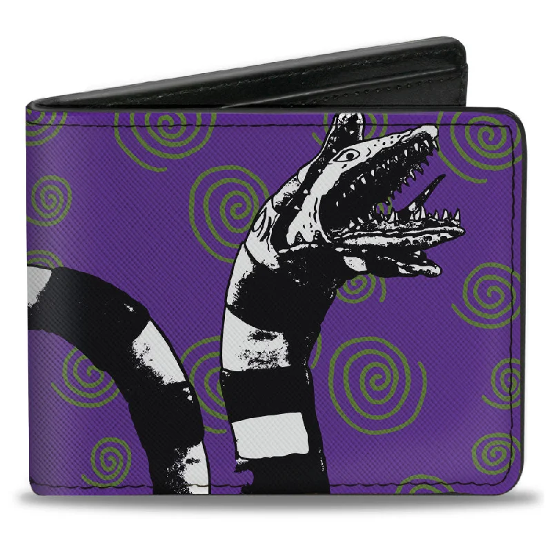 Slim money clips for minimalist walletsBi-Fold Wallet - Beetlejuice Sandworm Swirls + Logo Purple Green Black White Slim money clips for minimalist walletsBi-Fold Wallet - Beetlejuice Sandworm Swirls + Logo Purple Green Black White