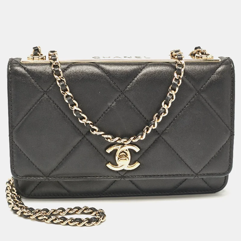 Personalized engraved money clips for menChanel Black Quilted Leather Trendy Cc Wallet On Chain