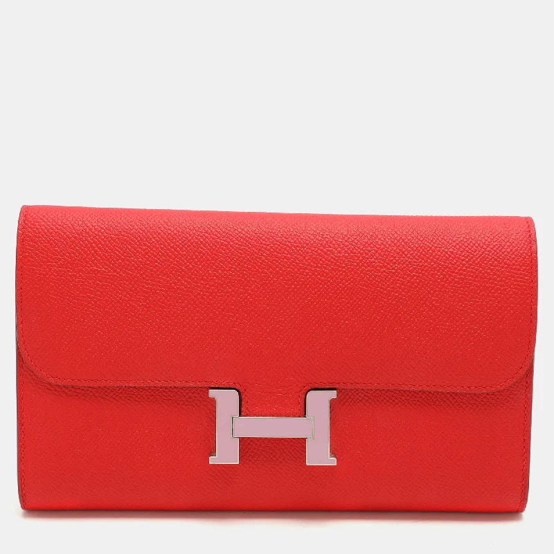 Money clips vs traditional walletsHermes Red Epsom Leather Constance Long Wallet