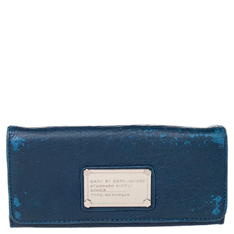 Best money clips for cash and cardsMarc By Marc Jacobs Blue Leather Flat Wallet