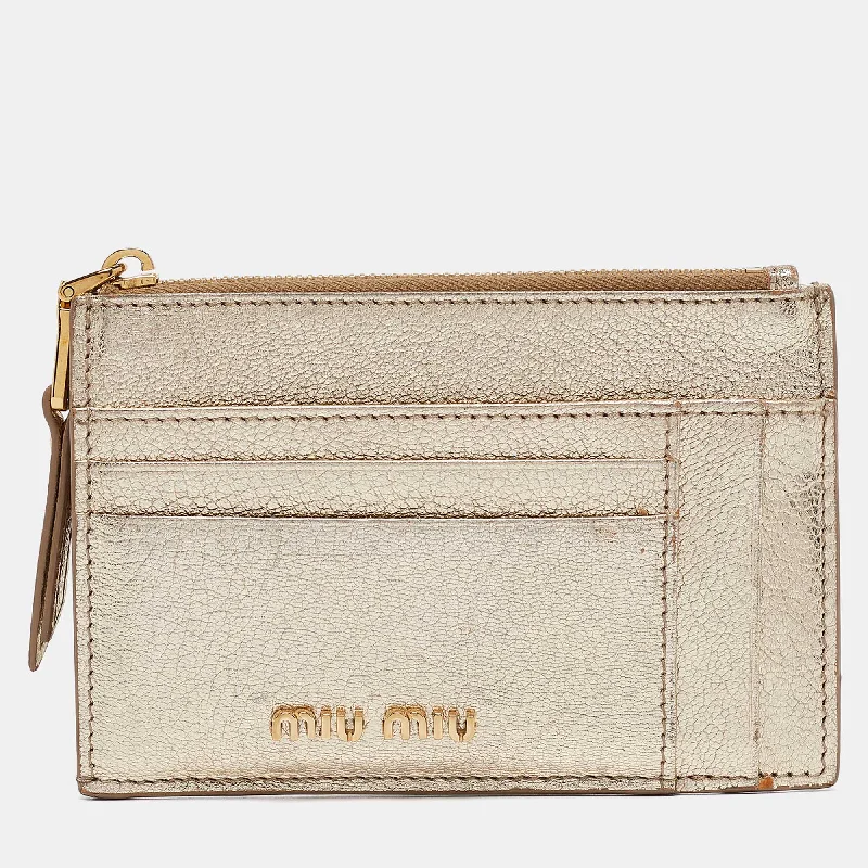 Money clips for women with sleek designsMiu Miu Metallic Gold Madras Leather Zip Card Holder Money clips for women with sleek designsMiu Miu Metallic Gold Madras Leather Zip Card Holder