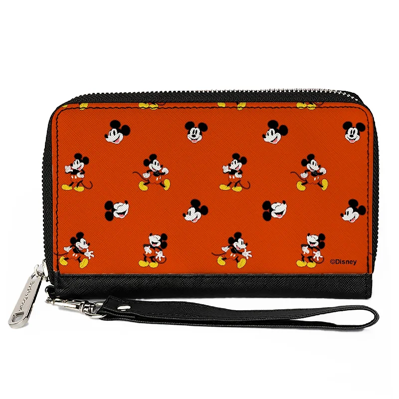 Custom money clips for corporate giftsPU Zip Around Wallet Rectangle - Mickey Mouse Poses and Expressions Scattered Red Custom money clips for corporate giftsPU Zip Around Wallet Rectangle - Mickey Mouse Poses and Expressions Scattered Red