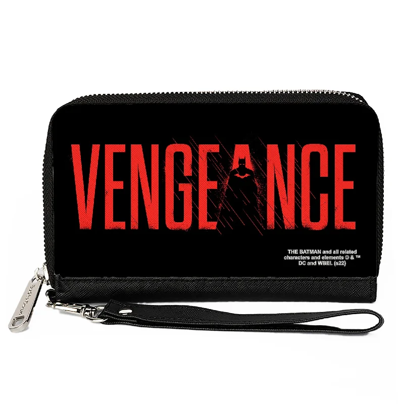 Money clips for women with sleek designsPU Zip Around Wallet Rectangle - The Batman Movie VENGEANCE Silhouette Black Red