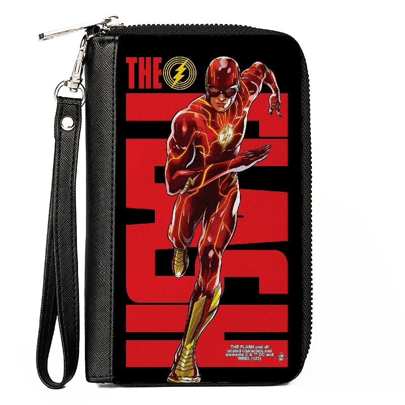 Lightweight money clips for travelPU Zip Around Wallet Rectangle - THE FLASH Title and Running Action Pose Black/Red/Yellow Lightweight money clips for travelPU Zip Around Wallet Rectangle - THE FLASH Title and Running Action Pose Black/Red/Yellow