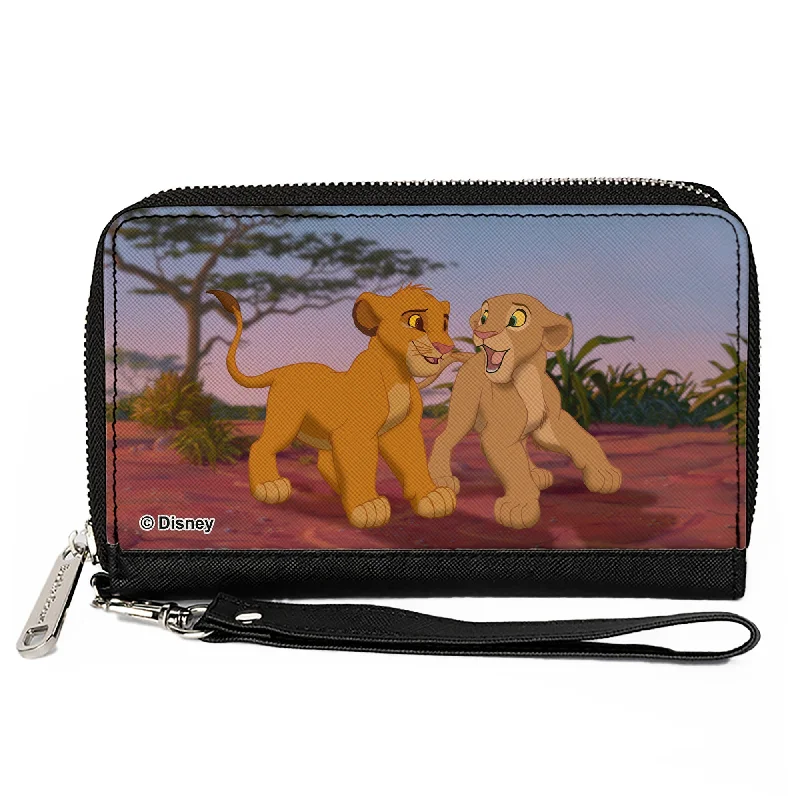 Vintage-style money clips for collectorsPU Zip Around Wallet Rectangle - The Lion King Young Simba & Nala Scene Vintage-style money clips for collectorsPU Zip Around Wallet Rectangle - The Lion King Young Simba & Nala Scene