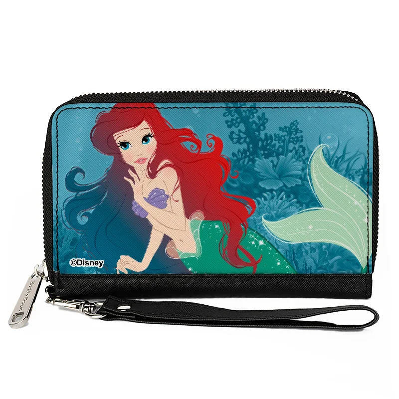 Vintage-style money clips for collectorsPU Zip Around Wallet Rectangle - The Little Mermaid Ariel Reef Pose Blues Vintage-style money clips for collectorsPU Zip Around Wallet Rectangle - The Little Mermaid Ariel Reef Pose Blues