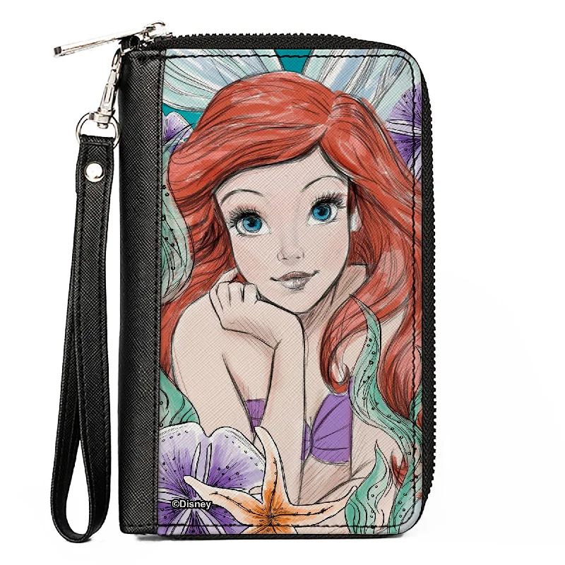 Stainless steel money clips for durabilityPU Zip Around Wallet Rectangle - The Little Mermaid Ariel Sketch3 Pose + King Triton's Castle/Shells/Kelp Blues/Purples Stainless steel money clips for durabilityPU Zip Around Wallet Rectangle - The Little Mermaid Ariel Sketch3 Pose + King Triton's Castle/Shells/Kelp Blues/Purples