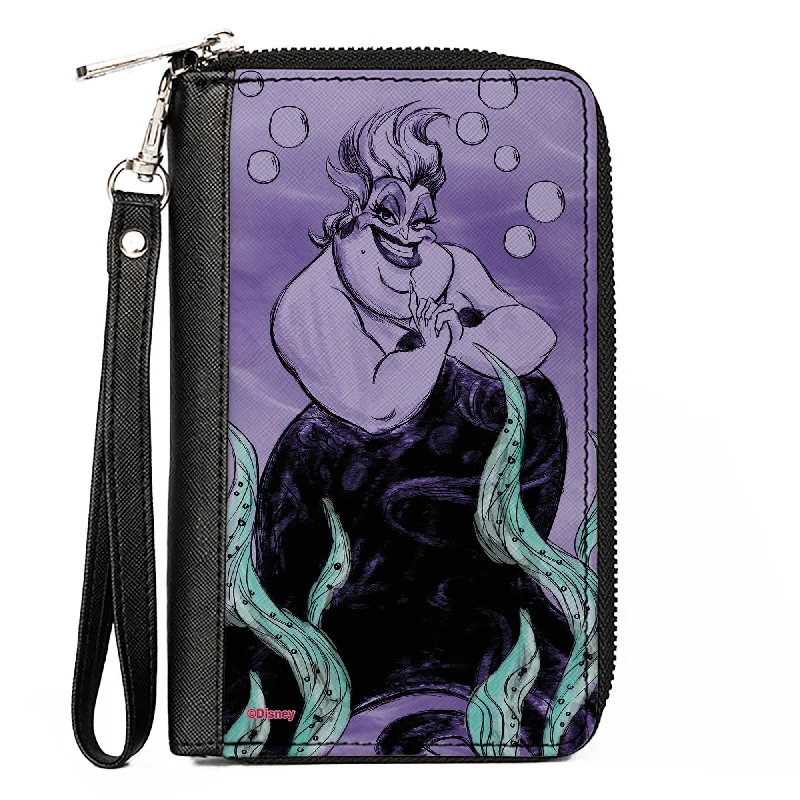 Custom money clips for corporate giftsPU Zip Around Wallet Rectangle - The Little Mermaid Ursula Smiling Sketch Pose/Kelp Purples/Blues Custom money clips for corporate giftsPU Zip Around Wallet Rectangle - The Little Mermaid Ursula Smiling Sketch Pose/Kelp Purples/Blues