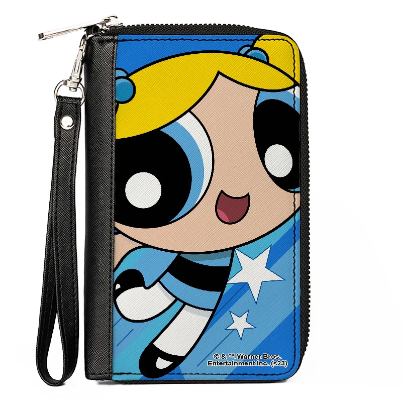 Vintage-style money clips for collectorsPU Zip Around Wallet Rectangle - The Powerpuff Girls Bubbles Close-Up Pose Blues Vintage-style money clips for collectorsPU Zip Around Wallet Rectangle - The Powerpuff Girls Bubbles Close-Up Pose Blues