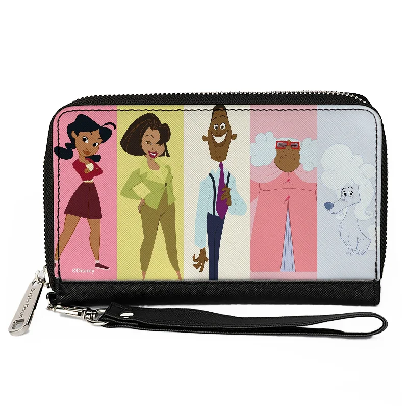 Vintage-style money clips for collectorsPU Zip Around Wallet Rectangle - The Proud Family Pose Blocks Multi Pastel