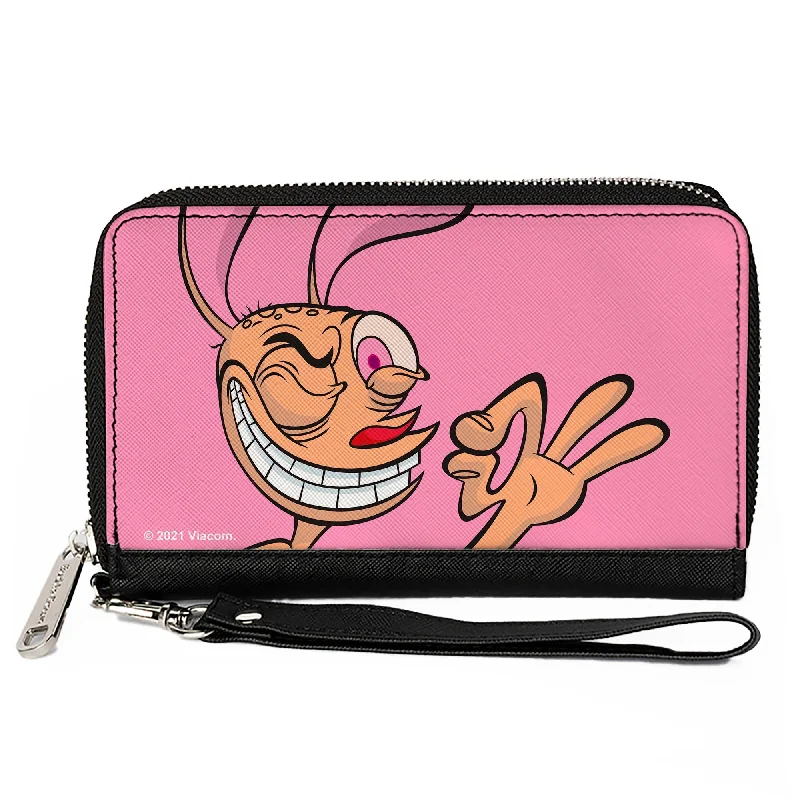 Personalized engraved money clips for menPU Zip Around Wallet Rectangle - The Ren & Stimpy Show Ren Winking Pose CLOSE-UP Pink Personalized engraved money clips for menPU Zip Around Wallet Rectangle - The Ren & Stimpy Show Ren Winking Pose CLOSE-UP Pink