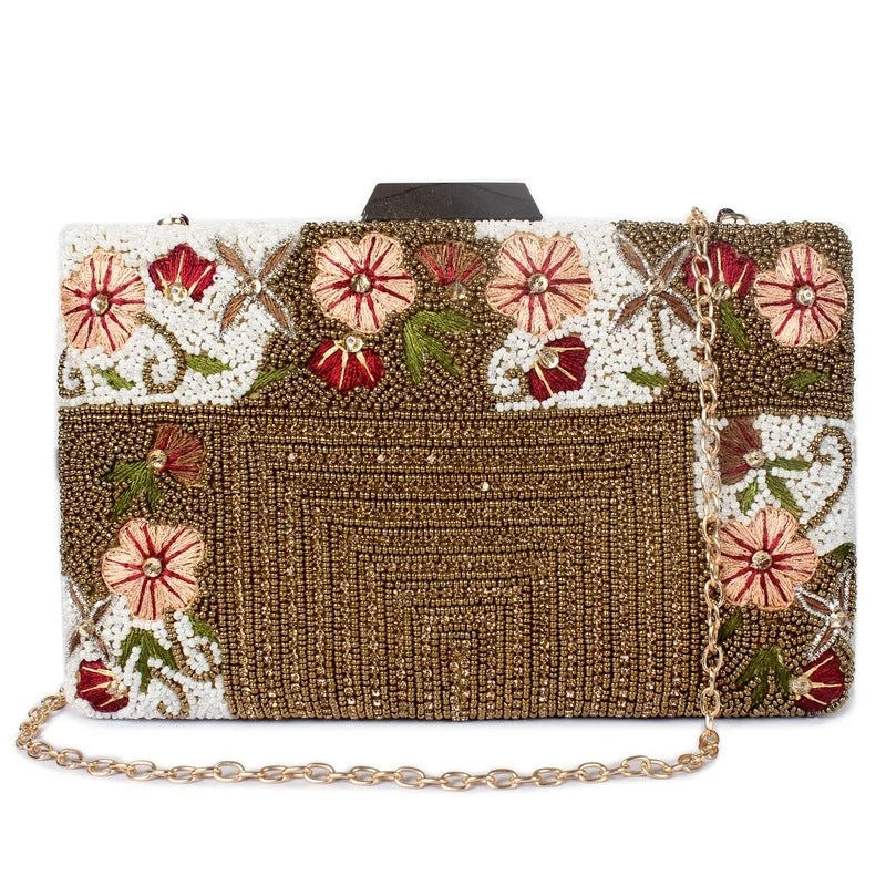 Lightweight money clips for travelTHE CLOWNFISH Senorita Collection Womens Party Clutch Ladies Wallet Evening Bag with Fashionable Beads Work and Floral Embroidered Design (Brown) Lightweight money clips for travelTHE CLOWNFISH Senorita Collection Womens Party Clutch Ladies Wallet Evening Bag with Fashionable Beads Work and Floral Embroidered Design (Brown)