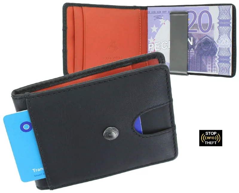 Money clips with RFID protectionMoney clips with RFID protectionMoney clips with RFID protectionVisconti Slim Collection Chisel Leather Wallet RFID Blocked Tap and Go VSL57