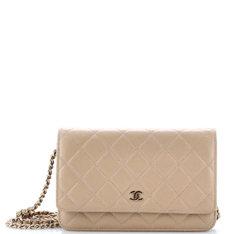 Money clips for women with sleek designsWallet on Chain Quilted Caviar