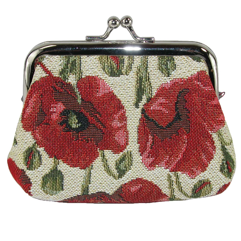 Money clips with RFID protectionWomen's Poppy Print Tapestry Coin Purse Wallet
